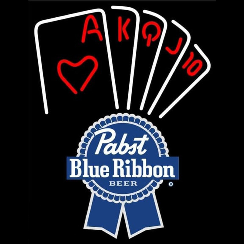 Pabst Blue Ribbon Poker Series Beer Sign Neonskylt