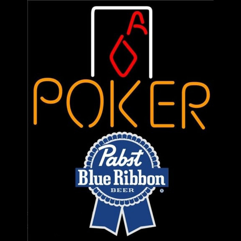 Pabst Blue Ribbon Poker Squver Ace Beer Sign Neonskylt