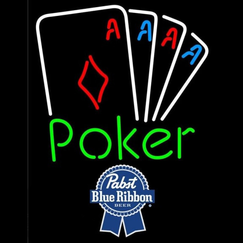 Pabst Blue Ribbon Poker Tournament Beer Sign Neonskylt