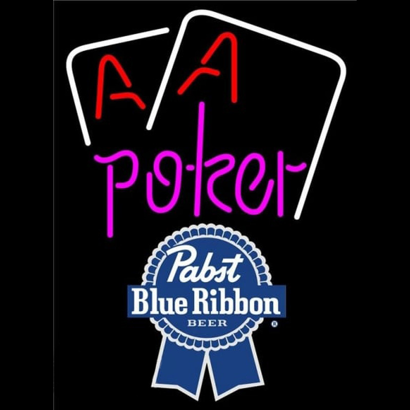 Pabst Blue Ribbon Purple Lettering Red Aces White Cards Beer Sign Neonskylt