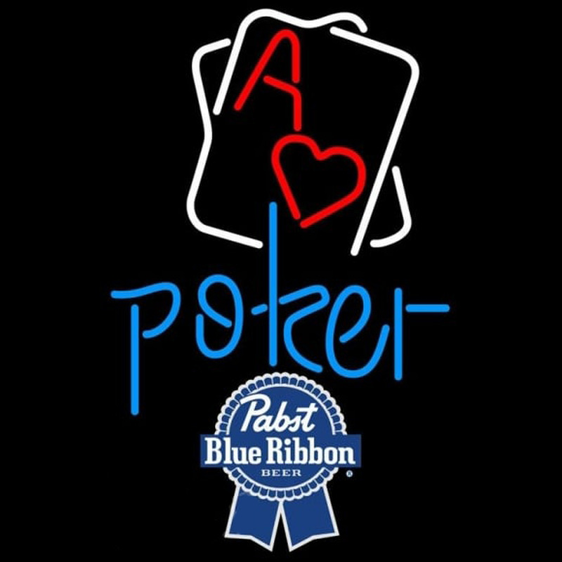 Pabst Blue Ribbon Rectangular Black Hear Ace Beer Sign Neonskylt