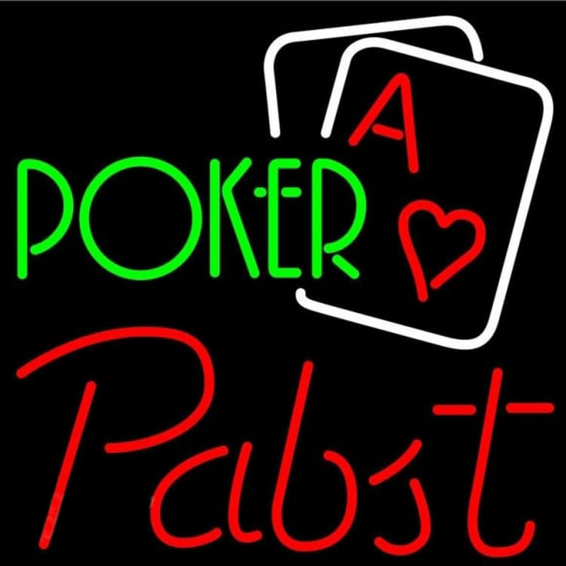 Pabst Green Poker Beer Sign Neonskylt