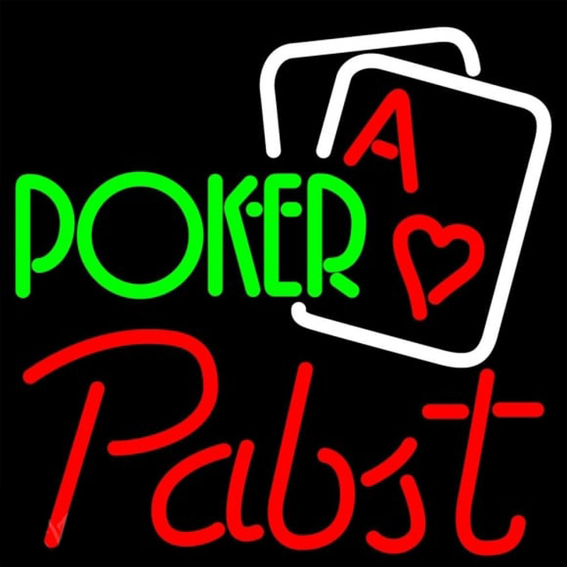 Pabst Green Poker Beer Sign Neonskylt