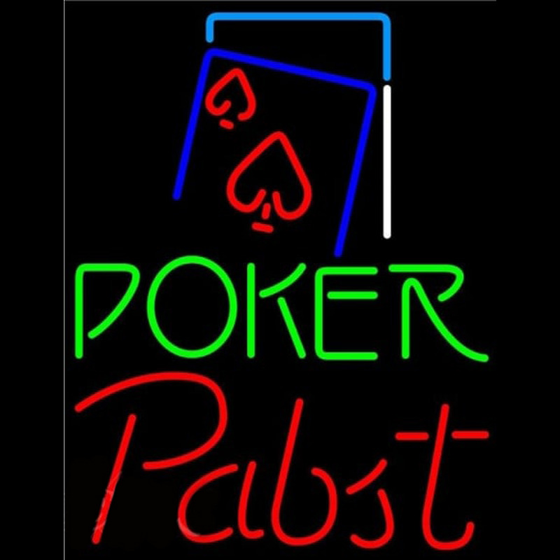 Pabst Green Poker Red Heart Beer Sign Neonskylt