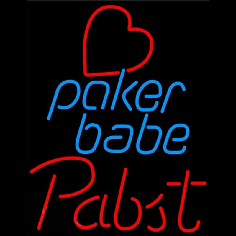 Pabst Poker Girl Heart Babe Beer Sign Neonskylt