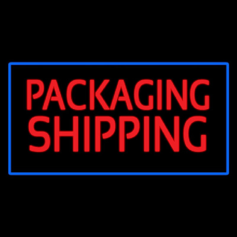 Packaging Shipping Blue Rectangle Neonskylt