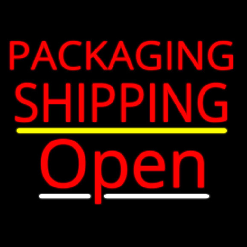 Packaging Shipping Open Yellow Line Neonskylt