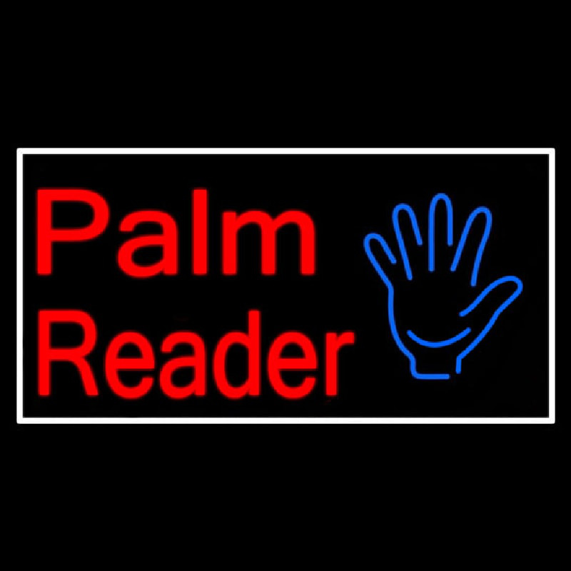 Palm Reader White Border Neonskylt