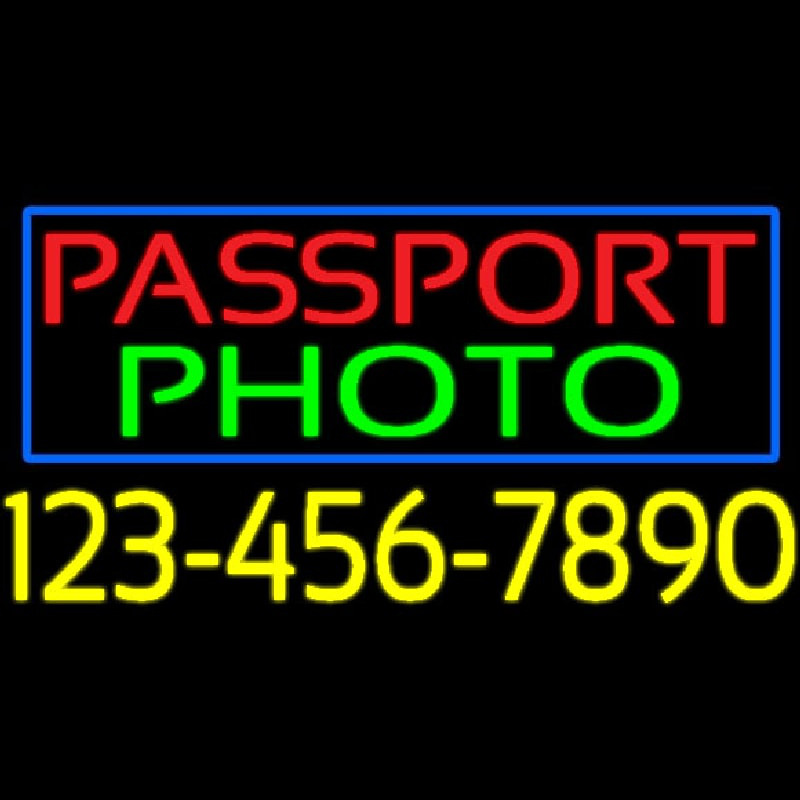 Passport Photo Blue Border With Phone Number Neonskylt