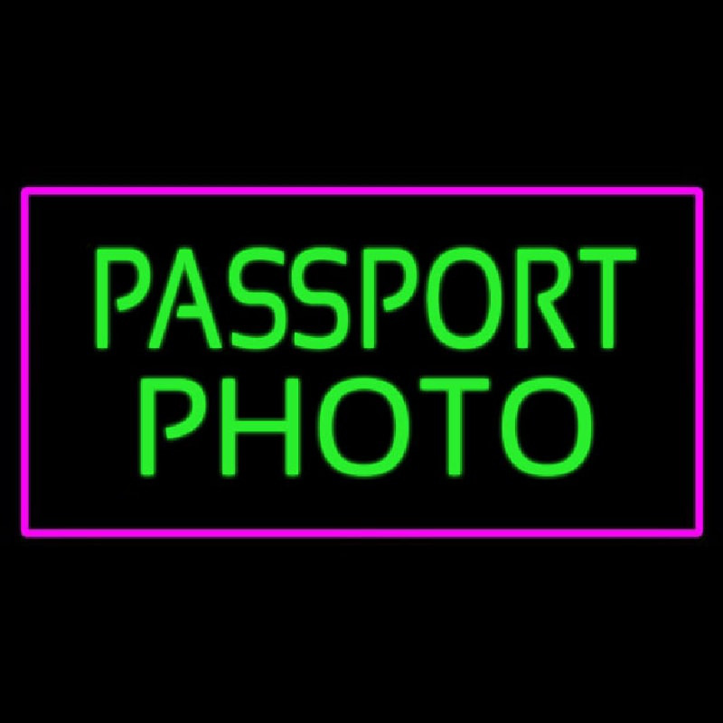Passport Photo Purple Rectangle Neonskylt