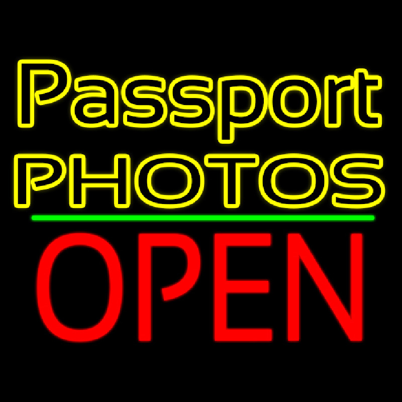 Passport Photos Block With Open 1 Neonskylt