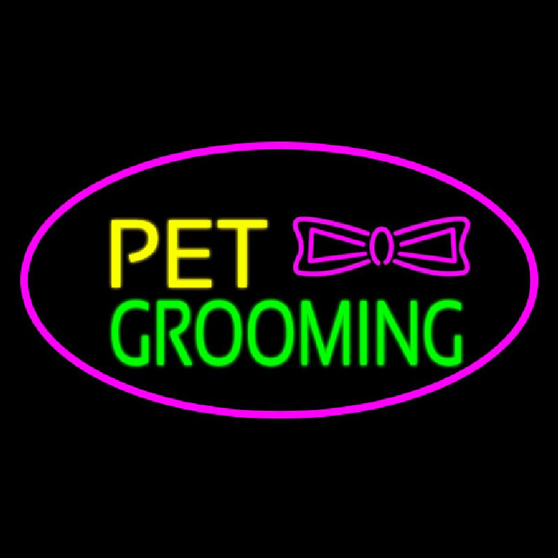Pet Grooming Logo Oval Purple Neonskylt