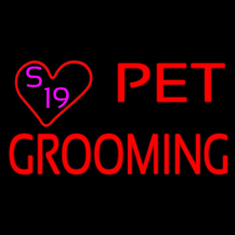 Pet Grooming With Heart Neonskylt