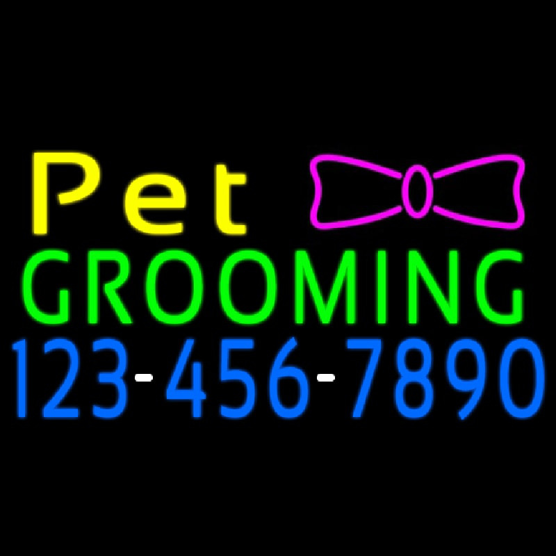 Pet Grooming With Phone Number Neonskylt