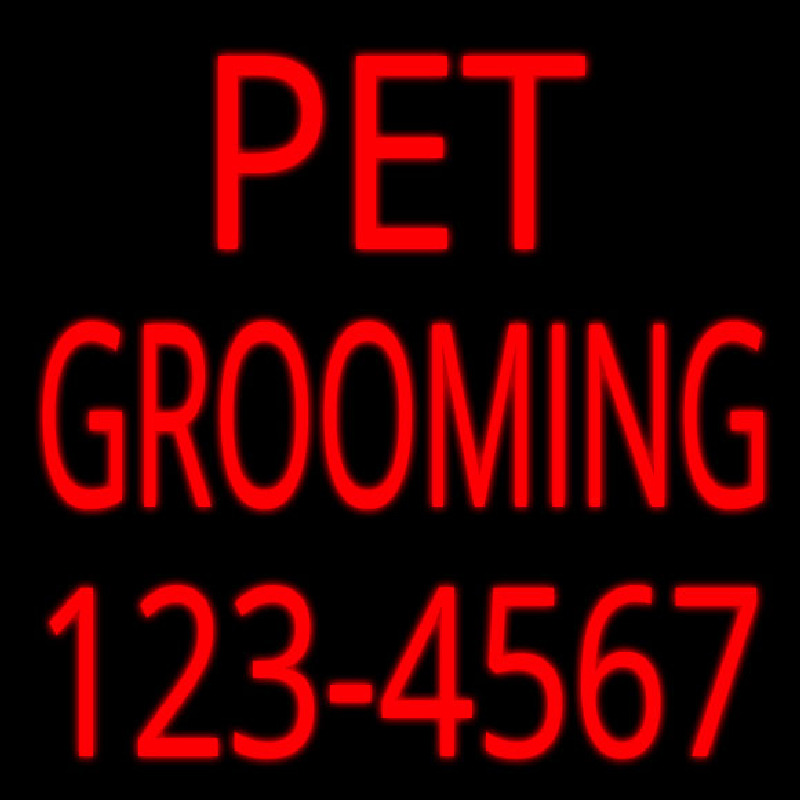 Pet Grooming With Phone Number Neonskylt