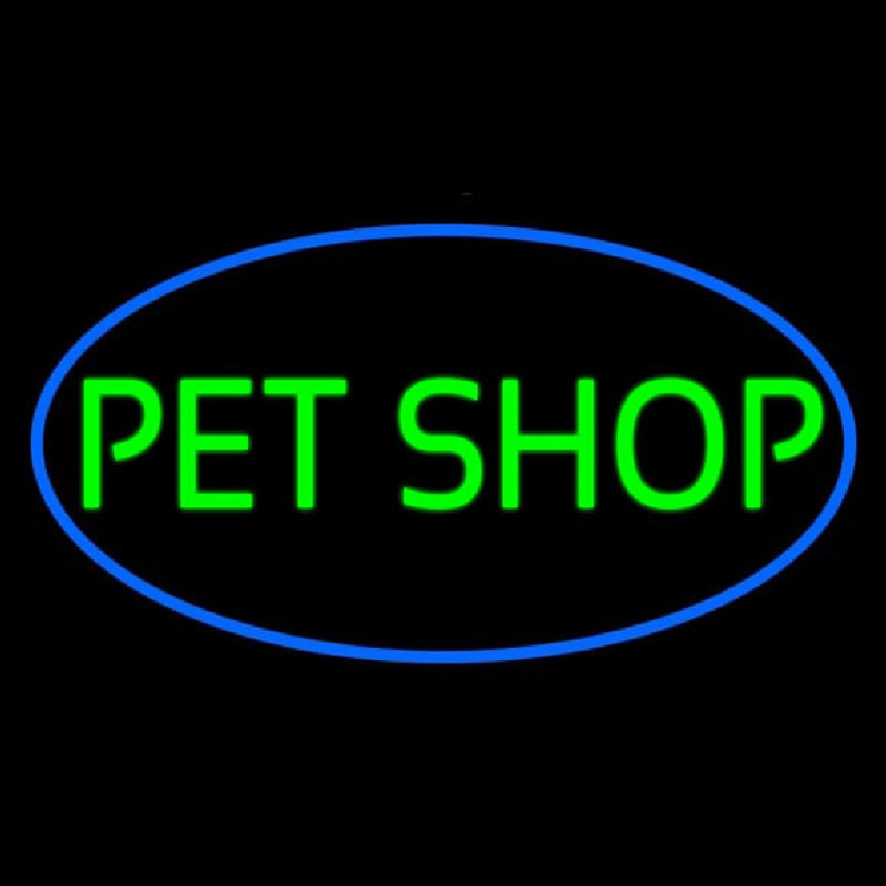 Pet Shop Oval Blue Neonskylt