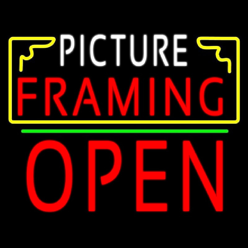 Picture Framing With Frame Open 1 Logo Neonskylt
