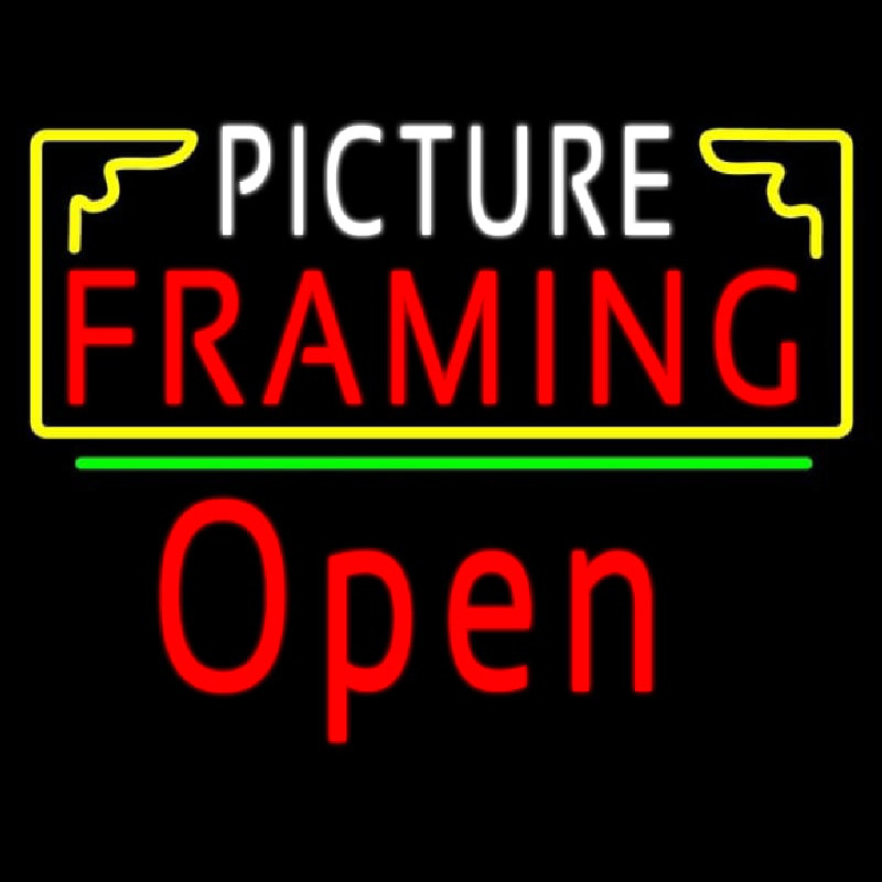 Picture Framing With Frame Open 2 Logo Neonskylt