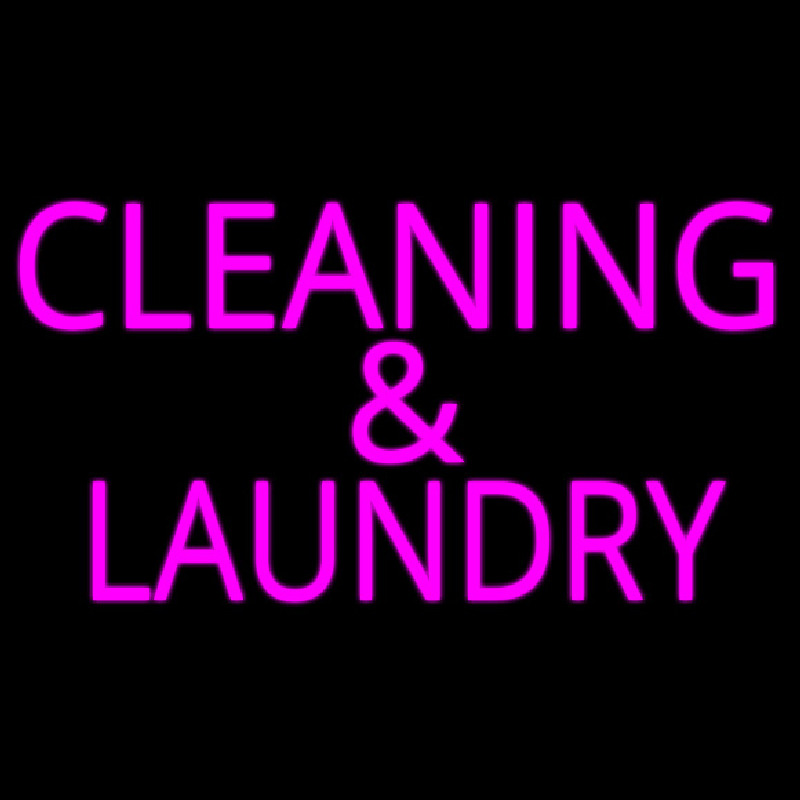 Pink Cleaning And Laundry Neonskylt