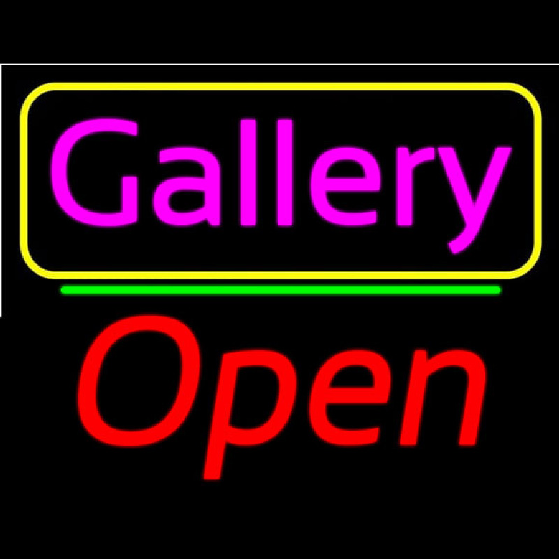Pink Cursive Gallery With Open 2 Neonskylt