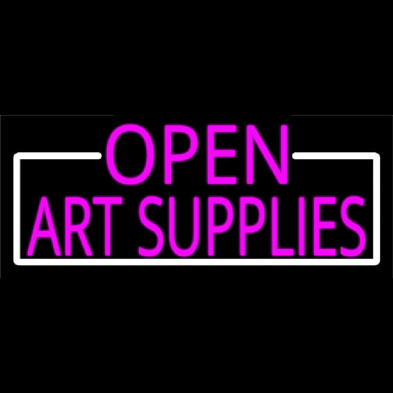 Pink Open Art Supplies With White Border Neonskylt