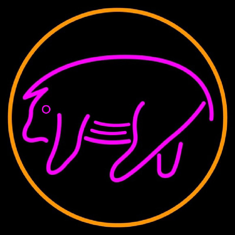 Pink Pig With Circle Neonskylt