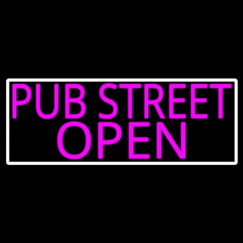 Pink Pub Street Open With White Border Neonskylt