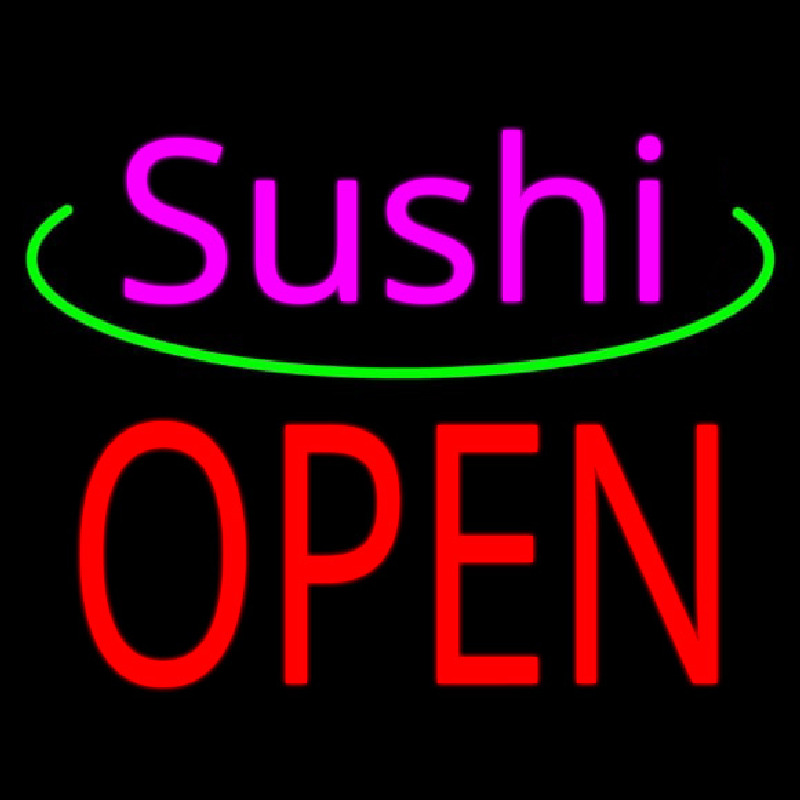 Pink Sushi Block Open Neonskylt