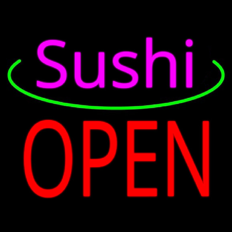 Pink Sushi Red Open Neonskylt