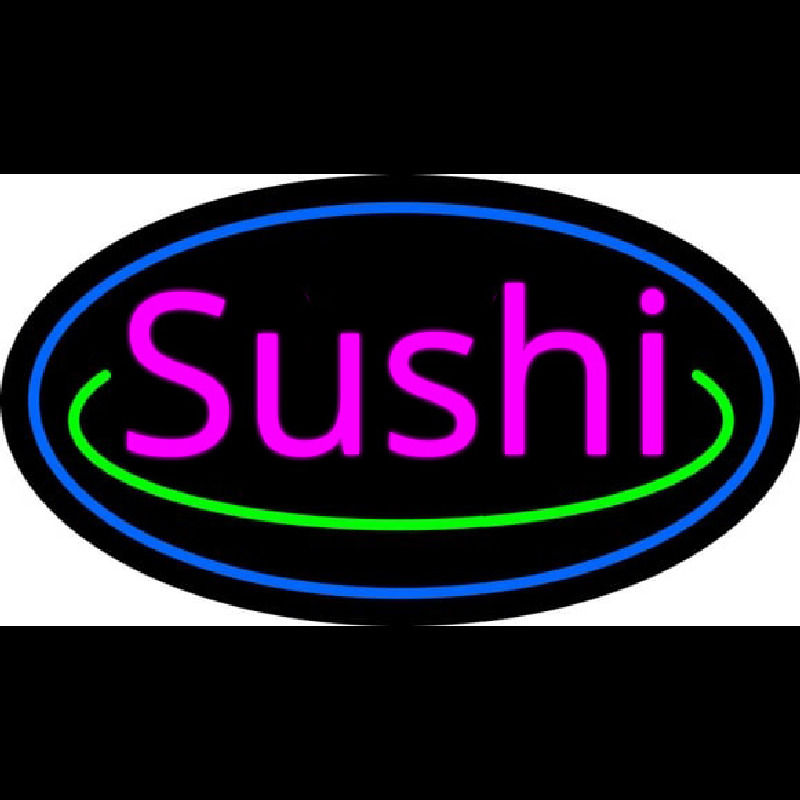 Pink Sushi With Blue Border Neonskylt