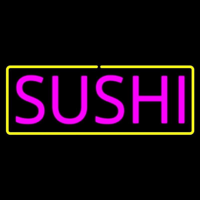 Pink Sushi With Yellow Border Neonskylt