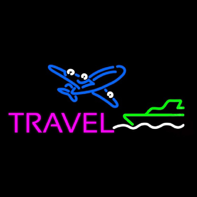 Pink Travel With Logo Neonskylt