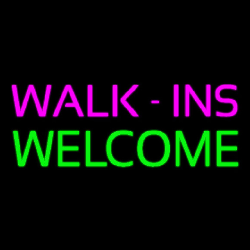 Pink Walk Ins Welcome Neonskylt