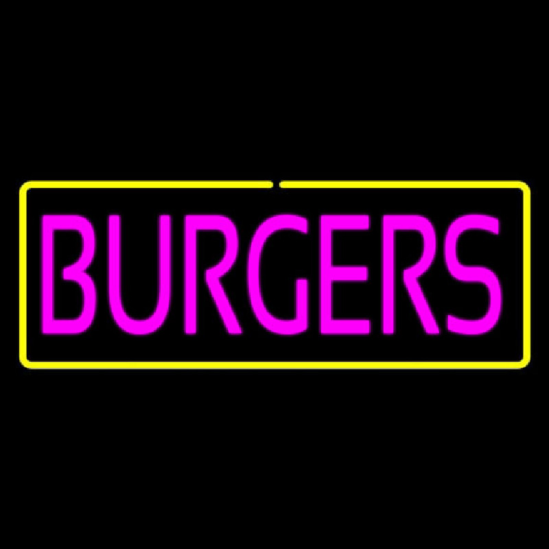 Pinl Burgers With Yellow Border Neonskylt