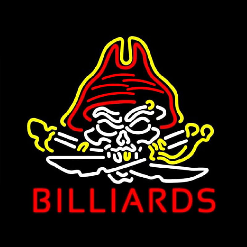Pirate Skull Billiards Neonskylt