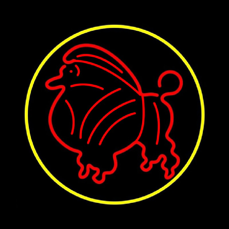 Poodle Dog Yellow Circle Neonskylt