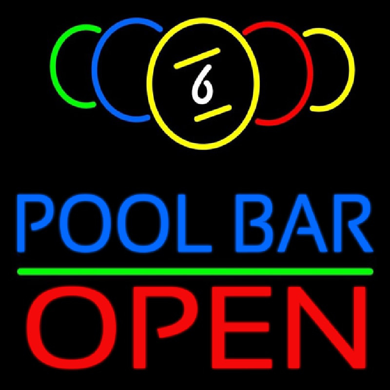 Pool Bar Open Neonskylt