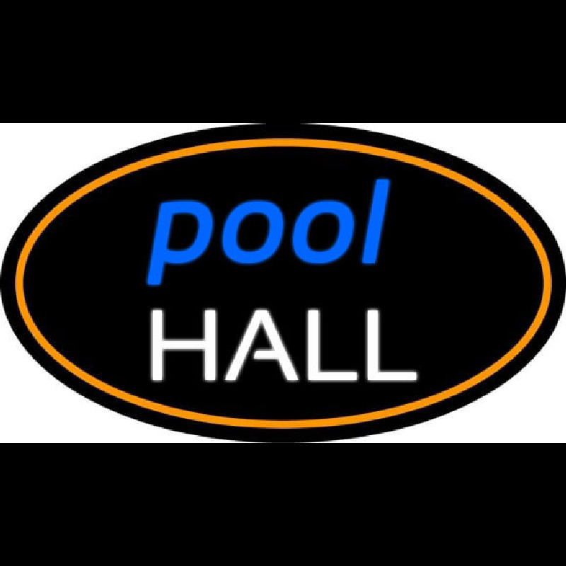 Pool Hall Oval With Orange Border Neonskylt