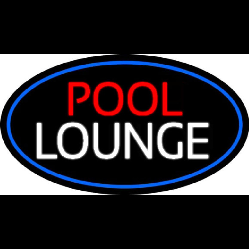 Pool Lounge Oval With Blue Border Neonskylt