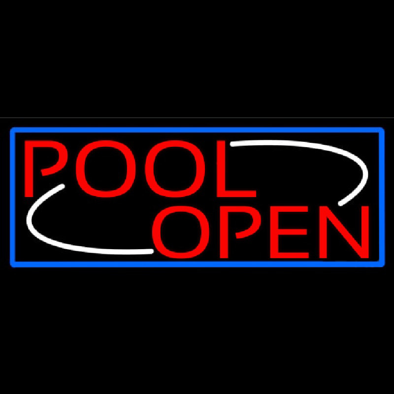 Pool Open With Blue Border Neonskylt