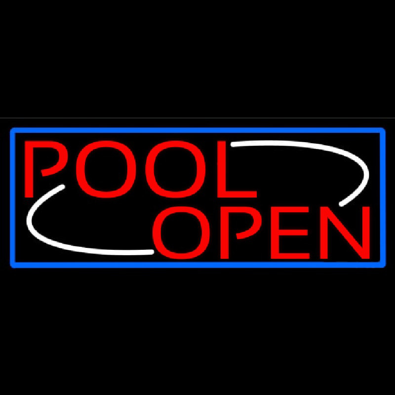 Pool Open With Blue Border Neonskylt