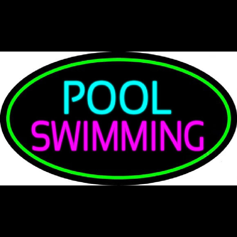 Pool Swimming With Green Border Neonskylt