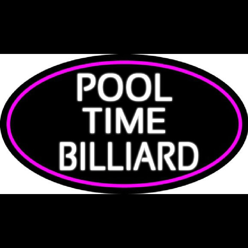Pool Time Billiard Oval With Pink Border Neonskylt