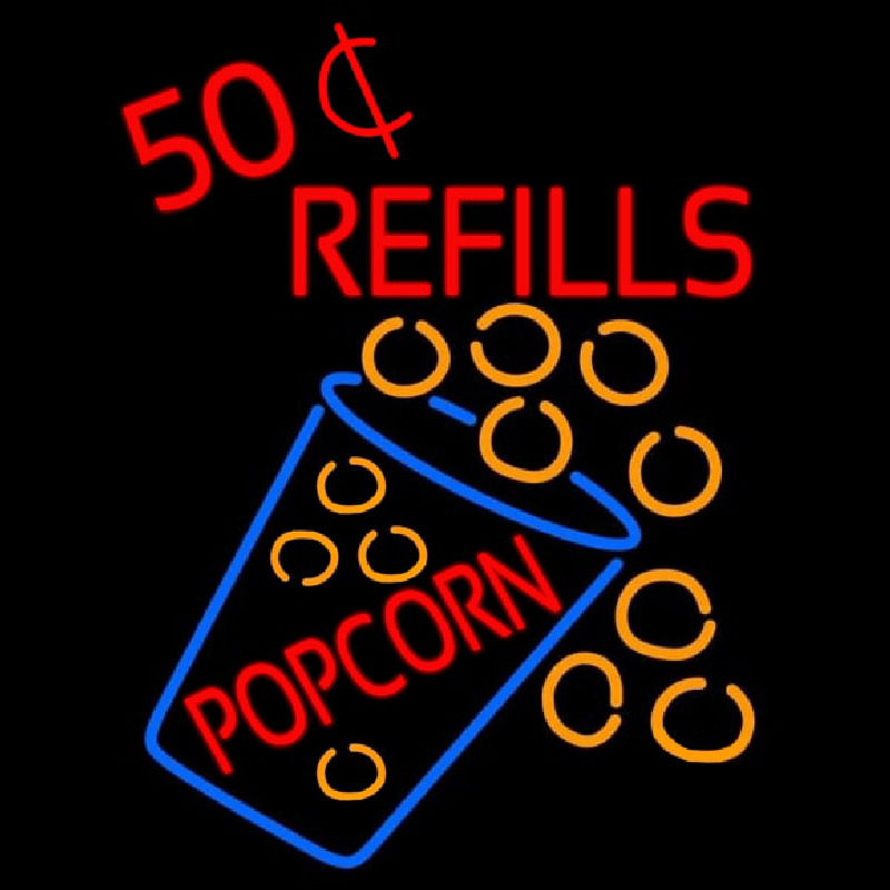 Popcorn Refills Neonskylt