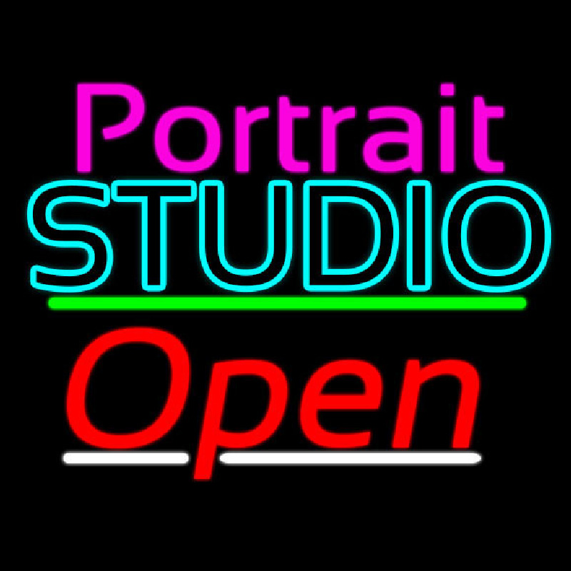 Portrait Studio Open 3 Neonskylt