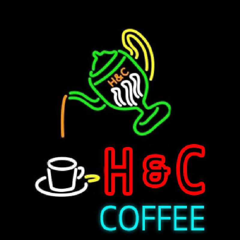 Pouring Hot Coffee In Cup Neonskylt