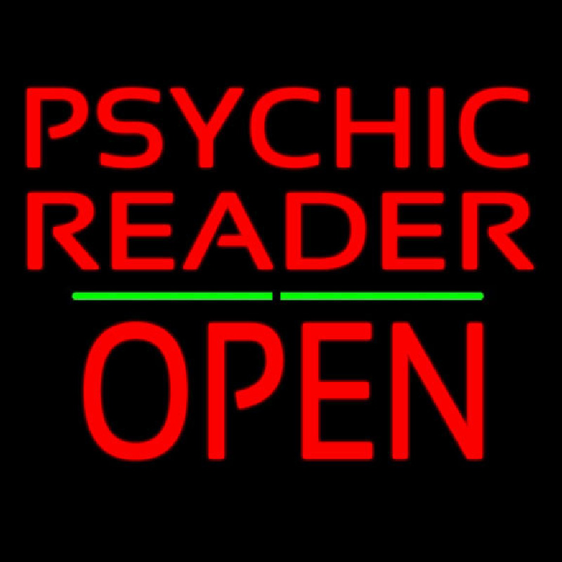 Psychic Reader Block Open Block Green Line Neonskylt