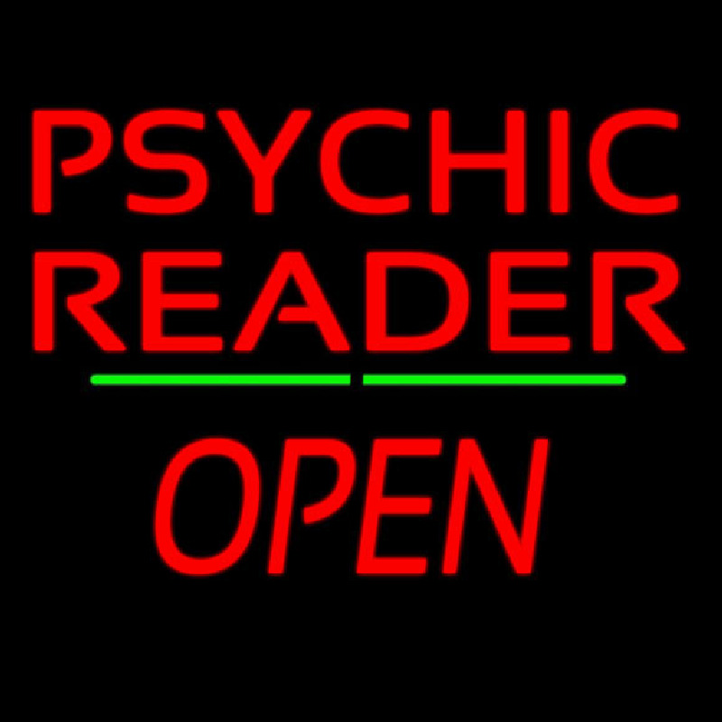 Psychic Reader Green Line Open Neonskylt