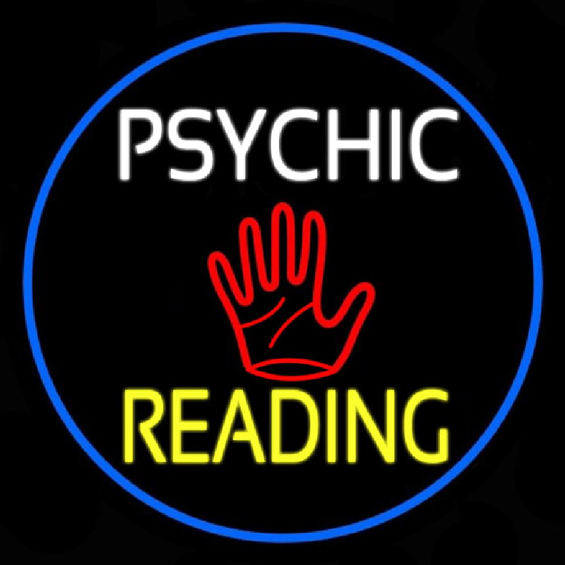 Psychic Reading Block Palm Blue Border Neonskylt