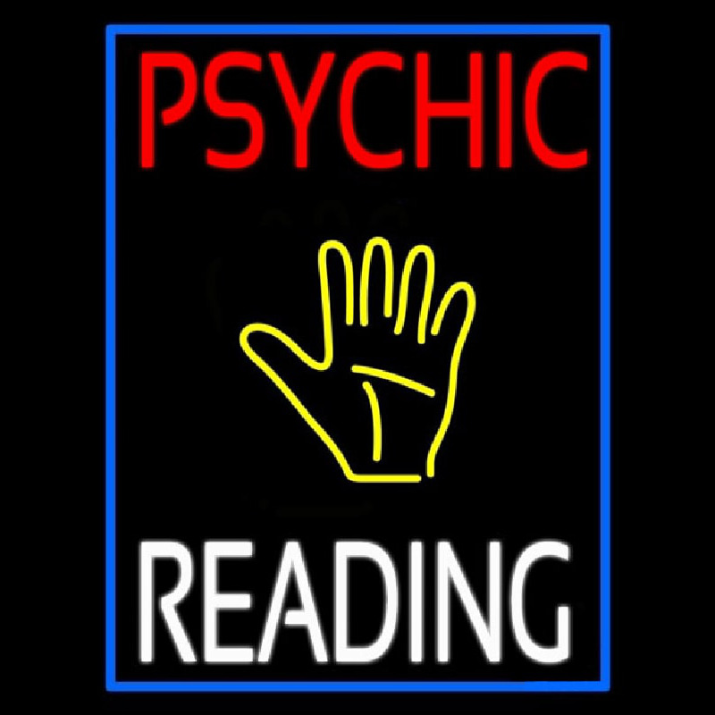Psychic Reading Block Yellow Palm Neonskylt